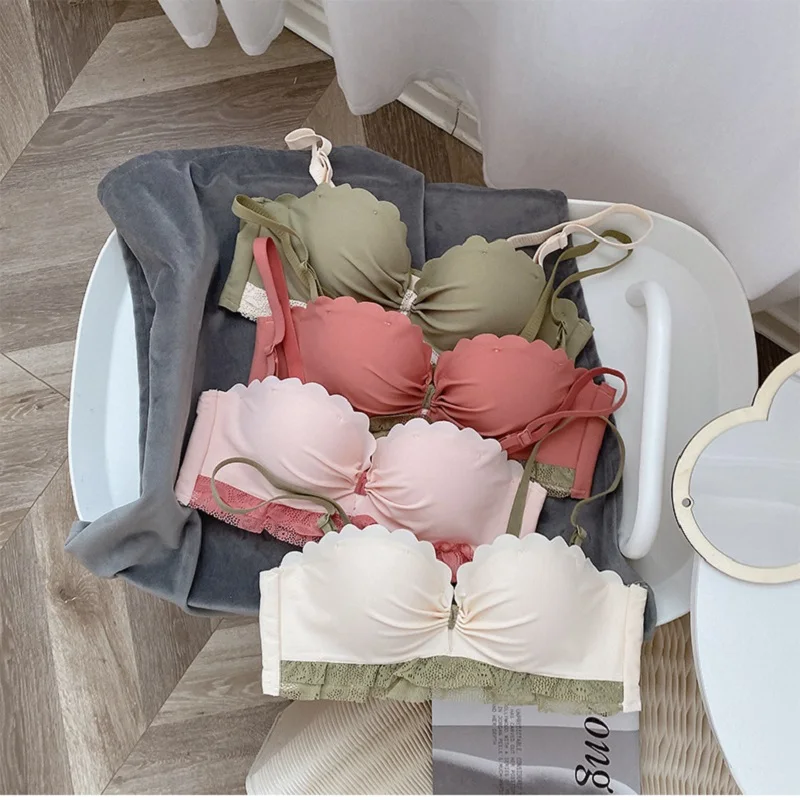 

Нижнее белье для девушек, соблазнительные Бюстгальтеры без бретелек и с небольшой грудью, привлекательное нижнее белье без оправы и трусик...