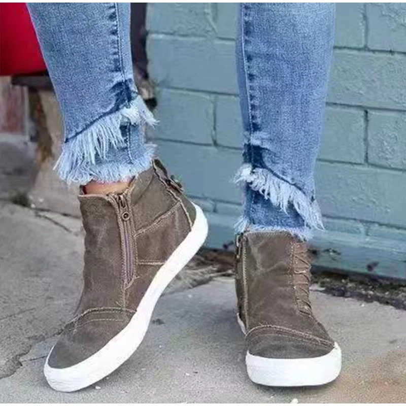 Women's Canvas Zip Flats Sneakers Woman Shoes Slip On Ladies Camouflage Casual Platform Plus Size Female Comfort Walking | Обувь