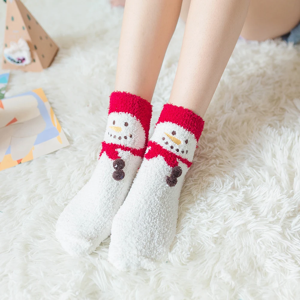 4 пары рождественских носков праздничные пушистые плюшевые носки-тапочки