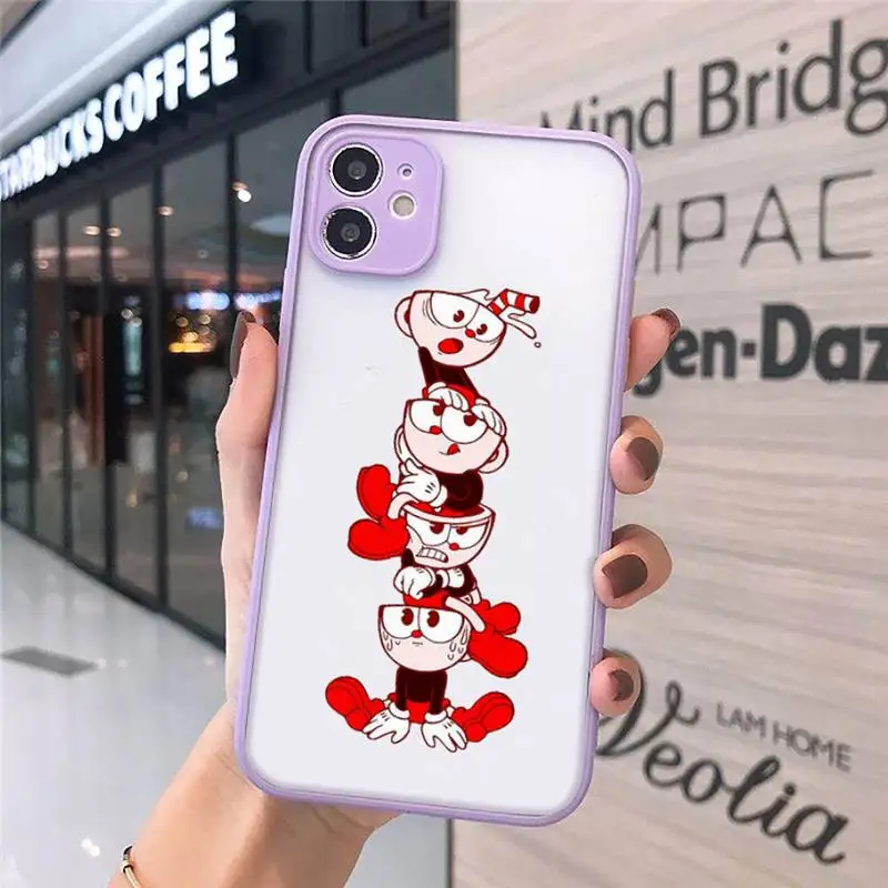 

Cute Cuphead game cartoon pattern Phone Case matte transparent For iphone 7 8 11 12 plus mini x xs xr pro max cover