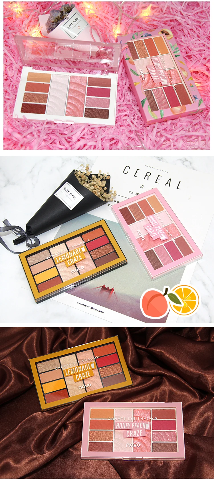Charming Ornate Eyeshadow Cheeks Powder Lemonade and Honey Peach Matte Pigment Makeup Nude Highlight Brighten skin Waterproof