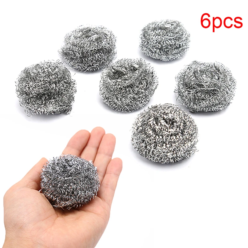 

6PCS Stainless Steel Wire Ball Brush Cleaning Brush Kitchen Pot Tableware Cleaner Scrub Rust Remover Dish Strong Utility Tools