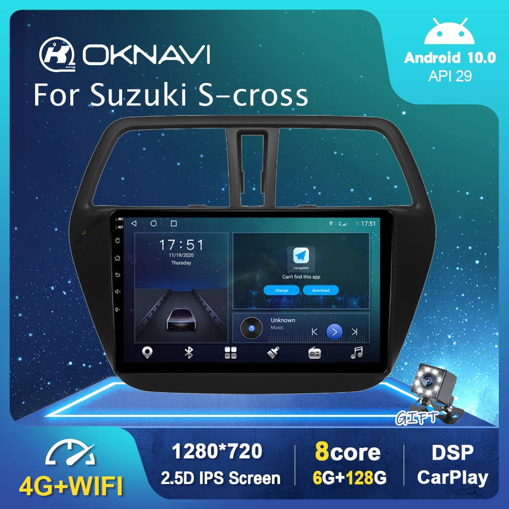Автомагнитола OKNAVI DSP плеер на Android 10 0 с GPS Wi Fi 6 ГБ 128 рулевое колесо 9 дюймов для Suzuki S