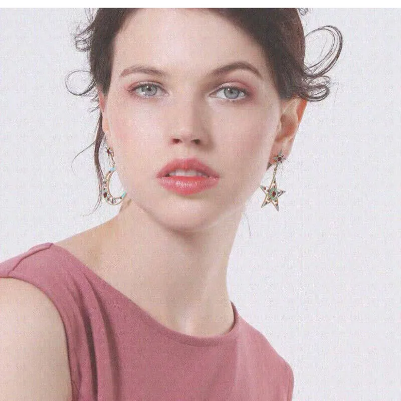 Женские эмалированные Серьги Kymyad асимметричные серьги в форме звезды и Луны