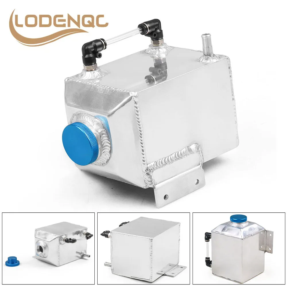 

Lodenqc Universal Aluminum Square Car Engine Oil Catch Tank Can Reservoir Breather Kit Fuel Surge Tank 1L BX102214
