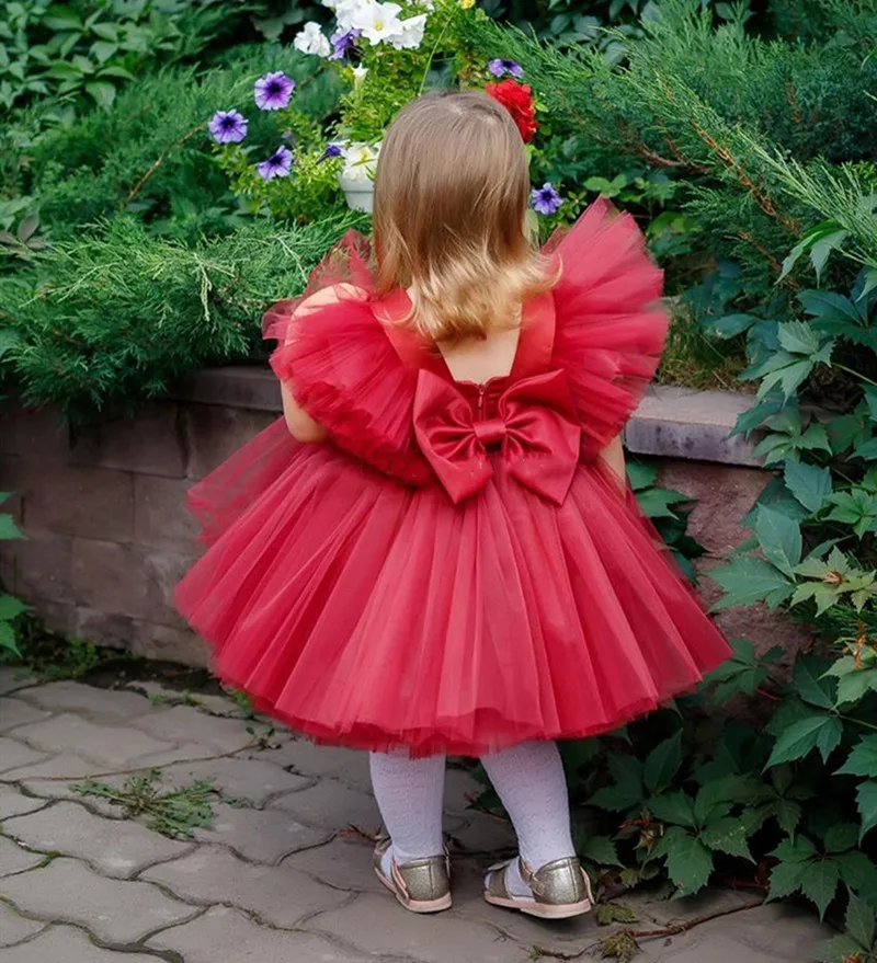 

Милое Платье-пачка принцессы, Многоярусное Тюлевое платье для девочек с цветами, Платье До Колена Для маленьких девочек, вечерние платья из ...