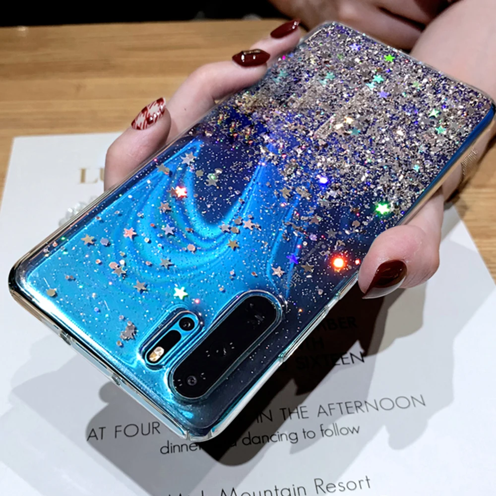 Блестящий Прозрачный чехол со звездой для телефона Redmi K20 K30 Pro Xiaomi Mi 9T 10 6 6X 8 SE Lite