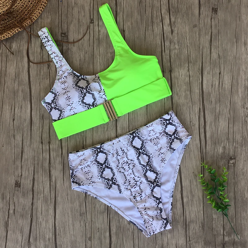 Леопардовый купальник бикини с высокой талией 2020 пуш ап пляжный Женский