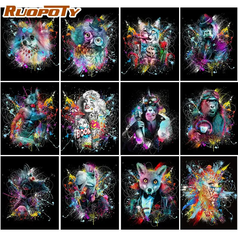 

RUOPOTY Frame DIY 60x75cm Painting By Numbers Figure Paint By Numbers On Canvas Painting Animals Wall Art Picture Home Decor