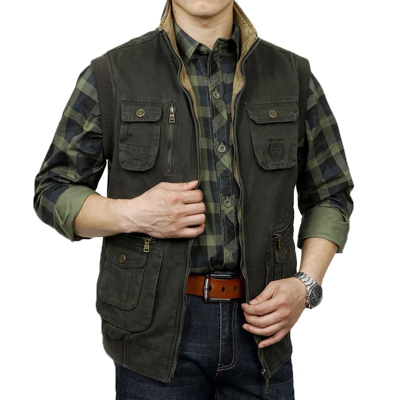 Жилет Мужской без рукавов повседневная куртка в стиле милитари с несколькими