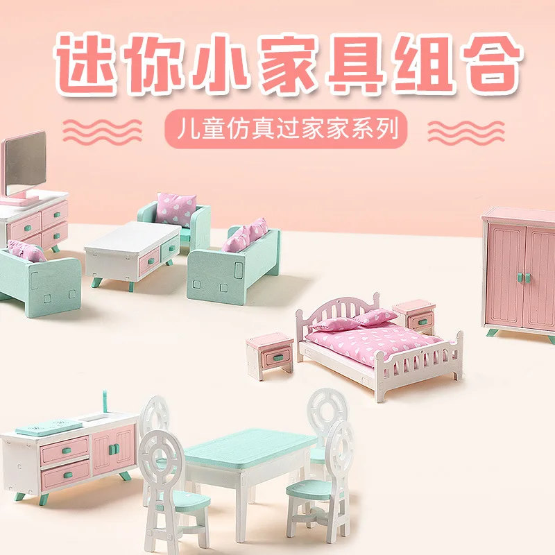 

Wooden Mini Pretend Toys Dollhouse Miniature Furniture Creative Bedroom Restaurant For Girls Kids Action Figure Decoration Doll