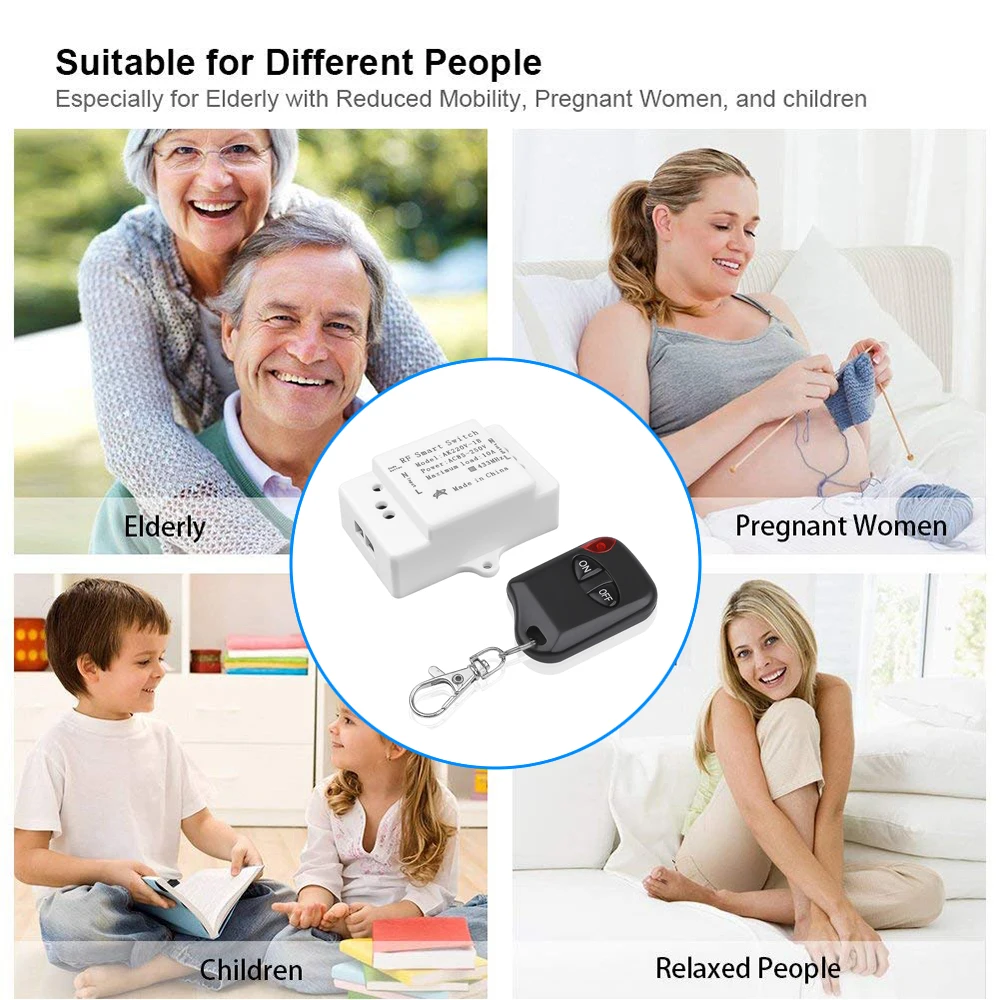 kebidu 220V Lamp Wireless Remote Control Switch ON/OFF 433 MHz 110V Receiver Transmitter For Led Lights Bulb DIY | Электроника