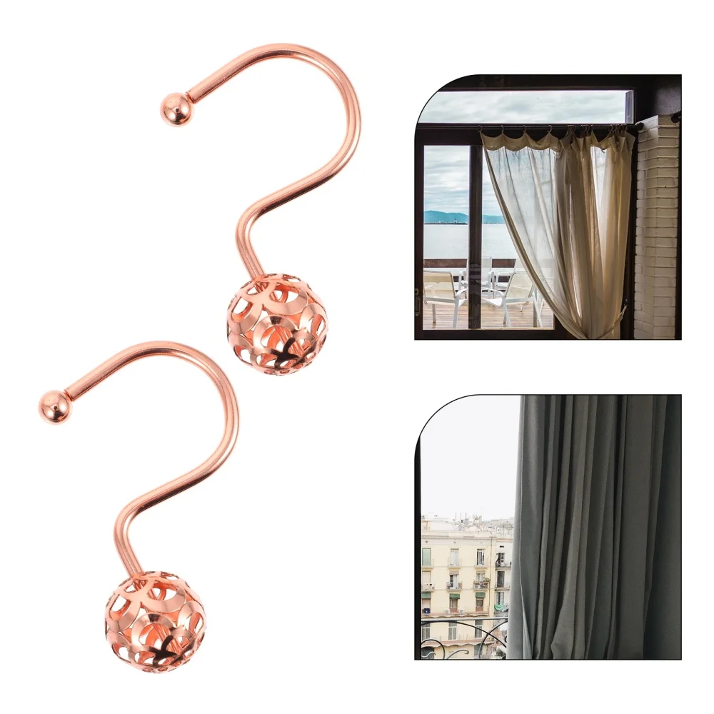 

12 Pcs Practical Curtain Hooks Shower Curtain Clips Iron Plating Curtain Hooks