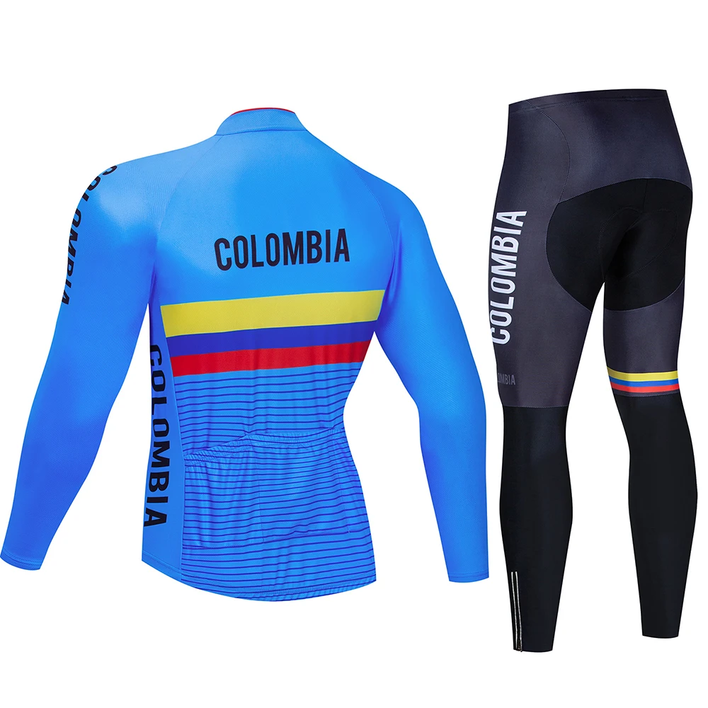 

COLOMBIA 2020 Blue Long Sleeve Cycling Jersey Set autumn MTB Bike Cycling Clothes Bicycle Clothing Ropa Maillot Ciclismo