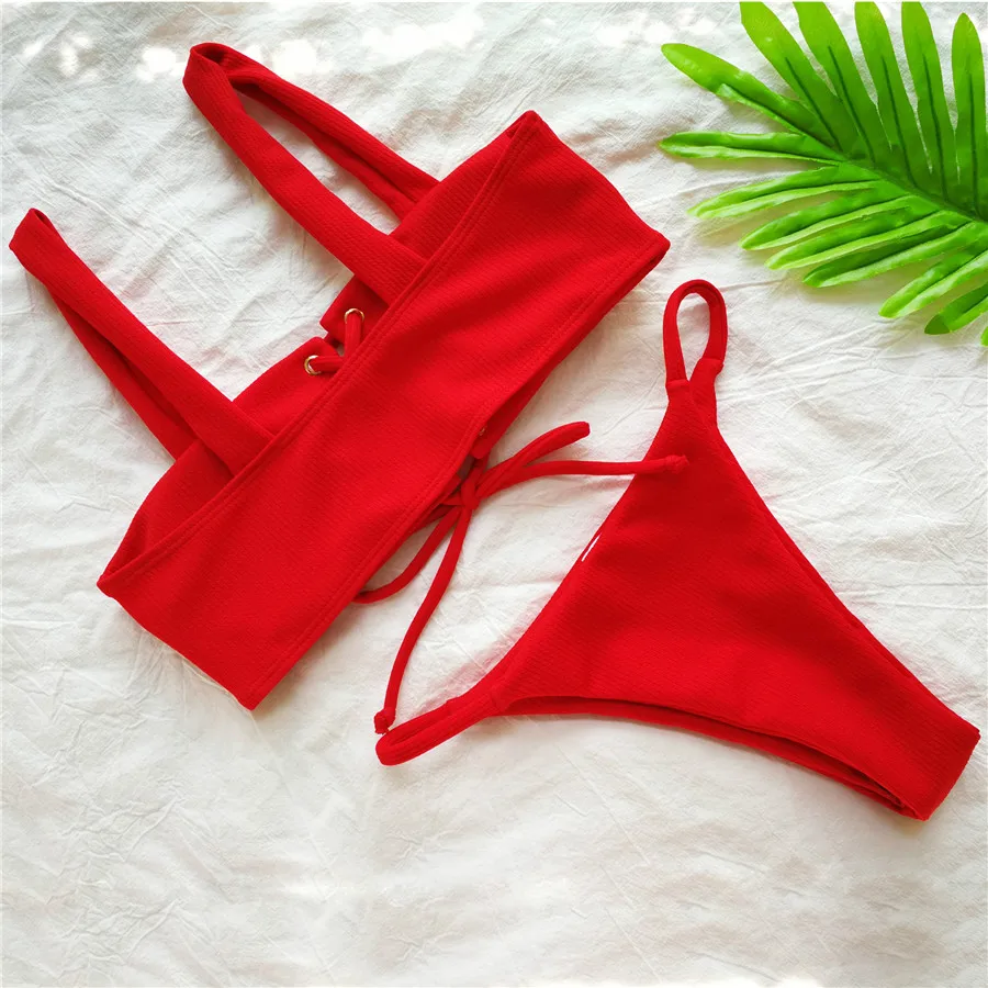 Sexy Push Up Bikini Set Women 2021 Halter Top Patchwork Swimwear New Swimsuit Beach Wear Brazillian Bikinis Female Bathing Suits | Женская
