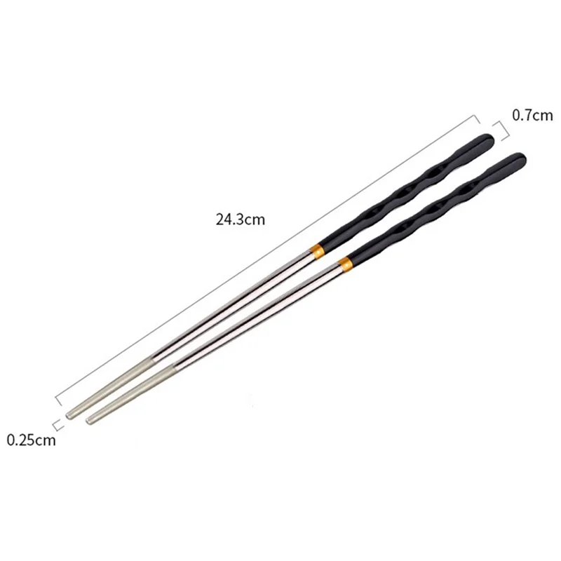 

Visual Touch 1Pair Wave Non-Slip Stainless Steel Chopsticks Reusable Tableware Dinning Japanese Chop Stick Sushi Food Sticks