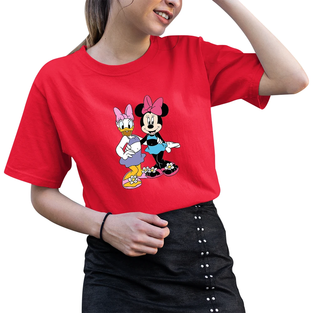 

Minnie Daisy Print Women T Shirts Best Friends T-shirts Disney Autumn Fashion Female Tumblr Clothing Autumn Top Short Sleeve