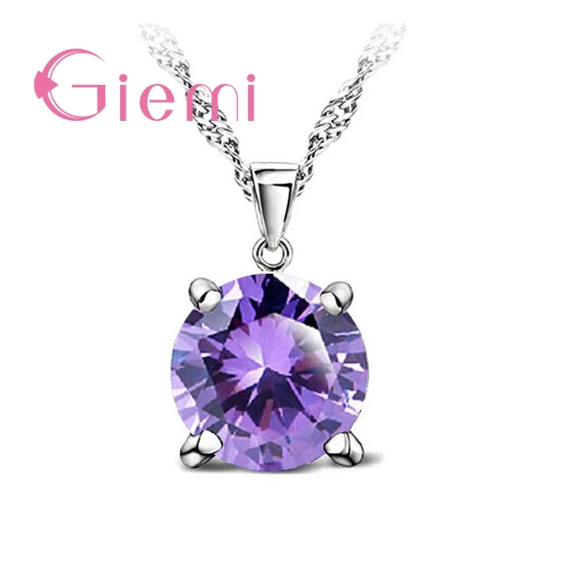 4 Claws purple 8 цветов, классические украшения принцессы для свадьбы, помолвки, 925 пробы, серебро, AAA, карамель, кубический циркон, камень, подвески, ожерелья - Окраска металла: 4 Claws purple