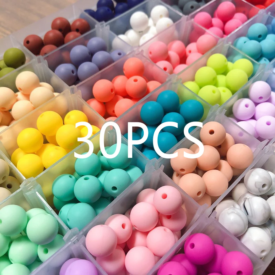 

Let's make 30pcs Silicone Beads 12mm Food Grade Silicone Teething Necklace DIY Jewelry Nursing For Teeth BPA Free Baby Teethers