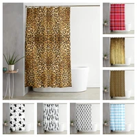 3d personalized leopard stripe printing bath curtain waterproof fabric machine washable bathroom curtain with hook accessories