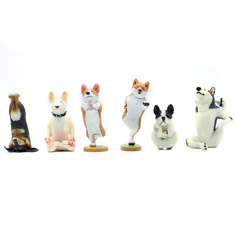 

6PCS Yoga Dog Toy Funny Dogs Figure Children Adult Pets Model Collection Toys Lovely Mini Cartoon Figures Collection Ornaments