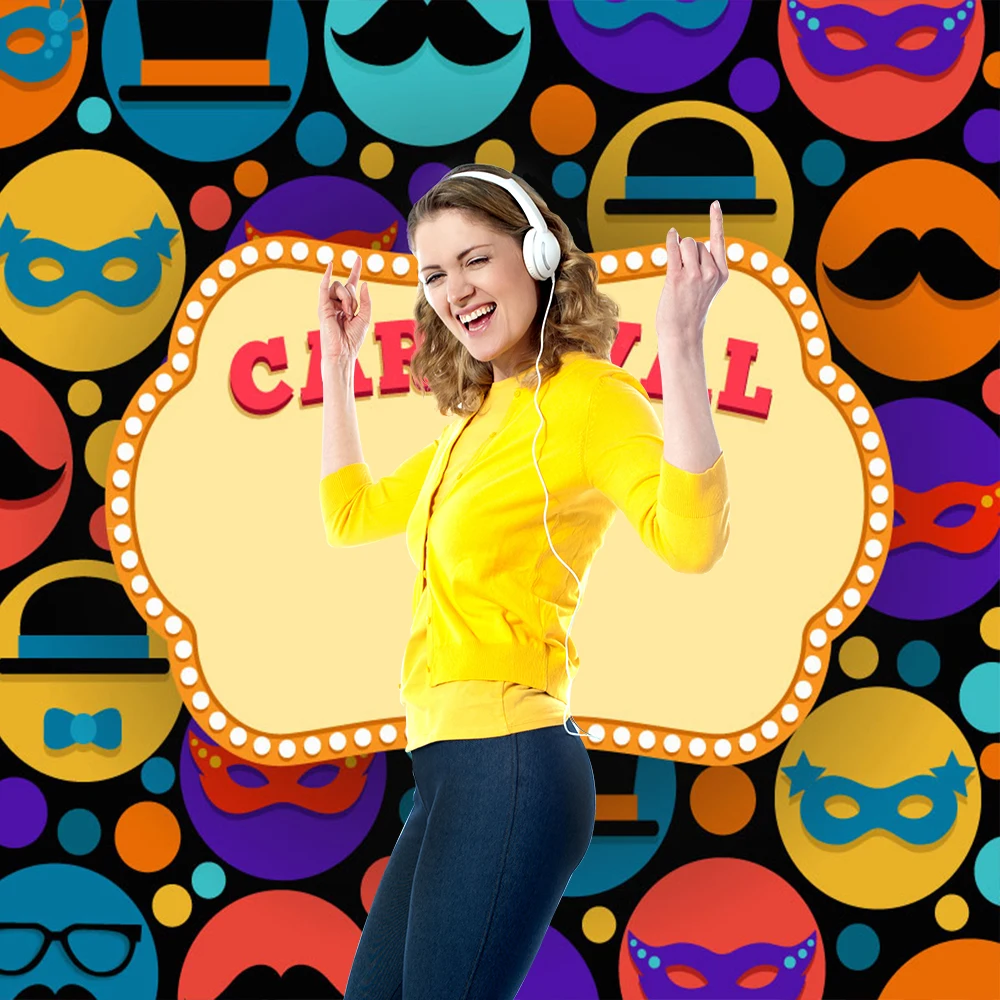 Счастливые вечерние фотофоны мультфильм маска баннер реквизиты для фона