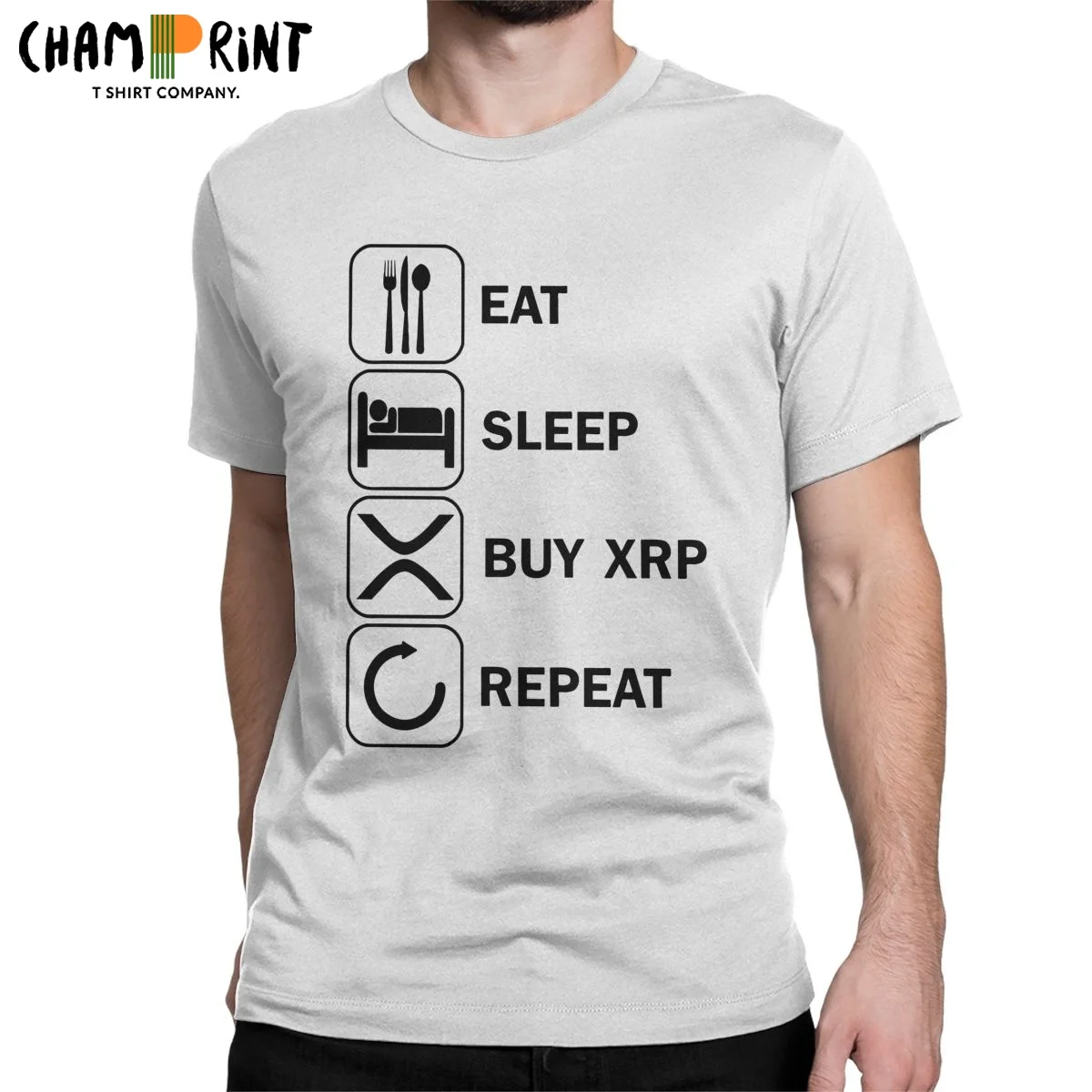 

Забавная Хлопковая мужская футболка с круглым вырезом и надписью «Eat Sleep»