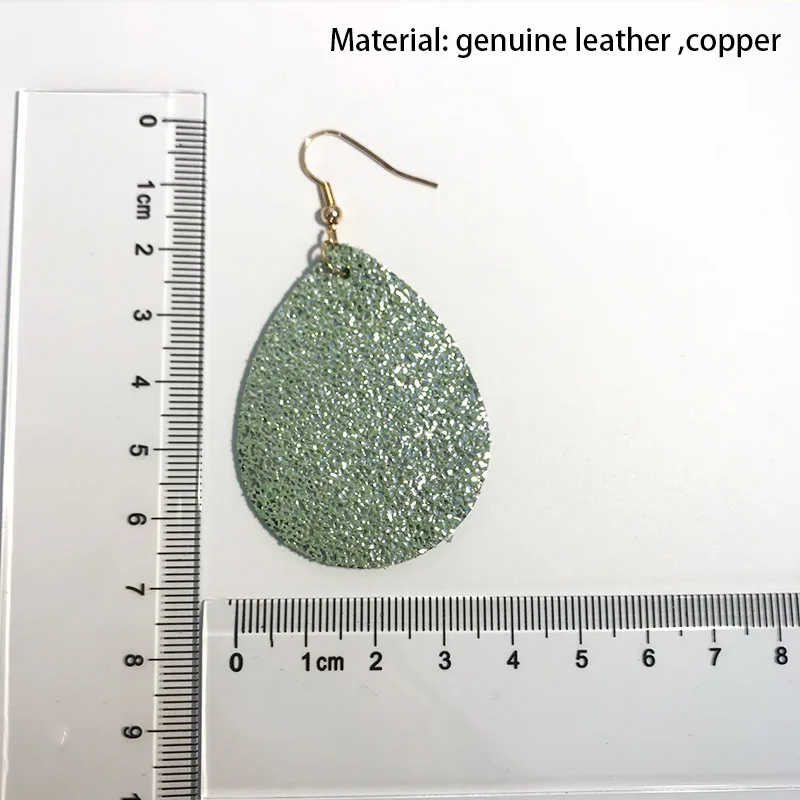 Модные блестящие серьги M & G из натуральной кожи кожаные Подвесные в форме капли