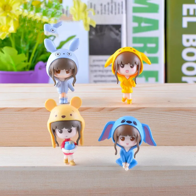 4 шт./компл. Мини Q девушки мультфильм аниме фигурка украшения микро пейзаж