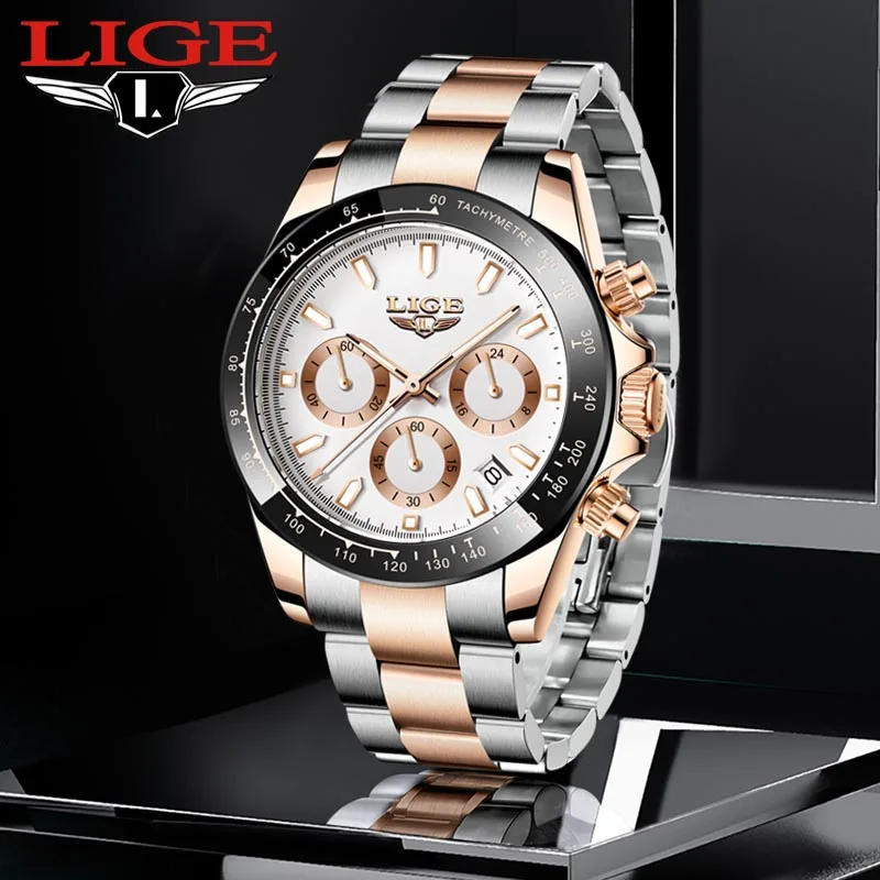 

LIGE Watch Men Business Quartz Clock Fashion Men Watches Top Brand Luxury Man Military Waterproof Chronograph Relogio Masculino