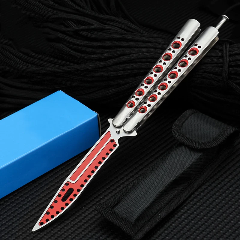 

CN Practice Butterfly Knife Folding Blade Knife Training Rivet Butterfly Knife Cs Go Game Steel Knife Bladeless Dull Tools