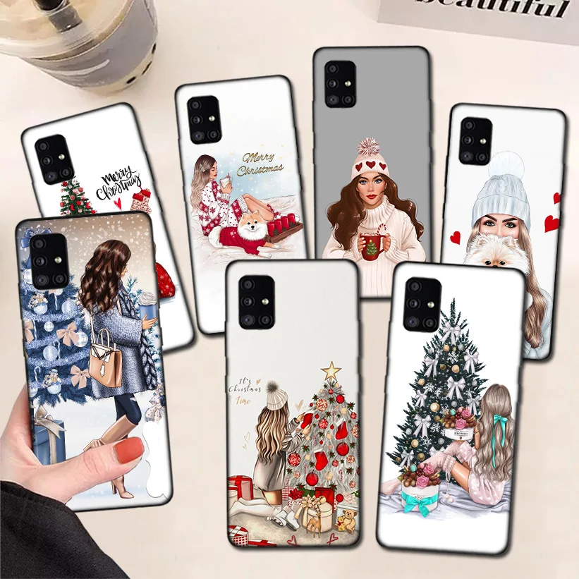

Cute Christmas Girls Phone Case For Samsung Galaxy A51 A71 A50 A70 A81 A91 A30 A40 A20E A10S A6 A7 A8 A9 Back Cover Coque Funda