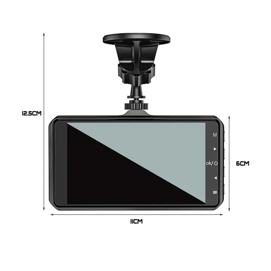 4-дюймовый видеорегистратор IPS FHD 1080P с двойным объективом со