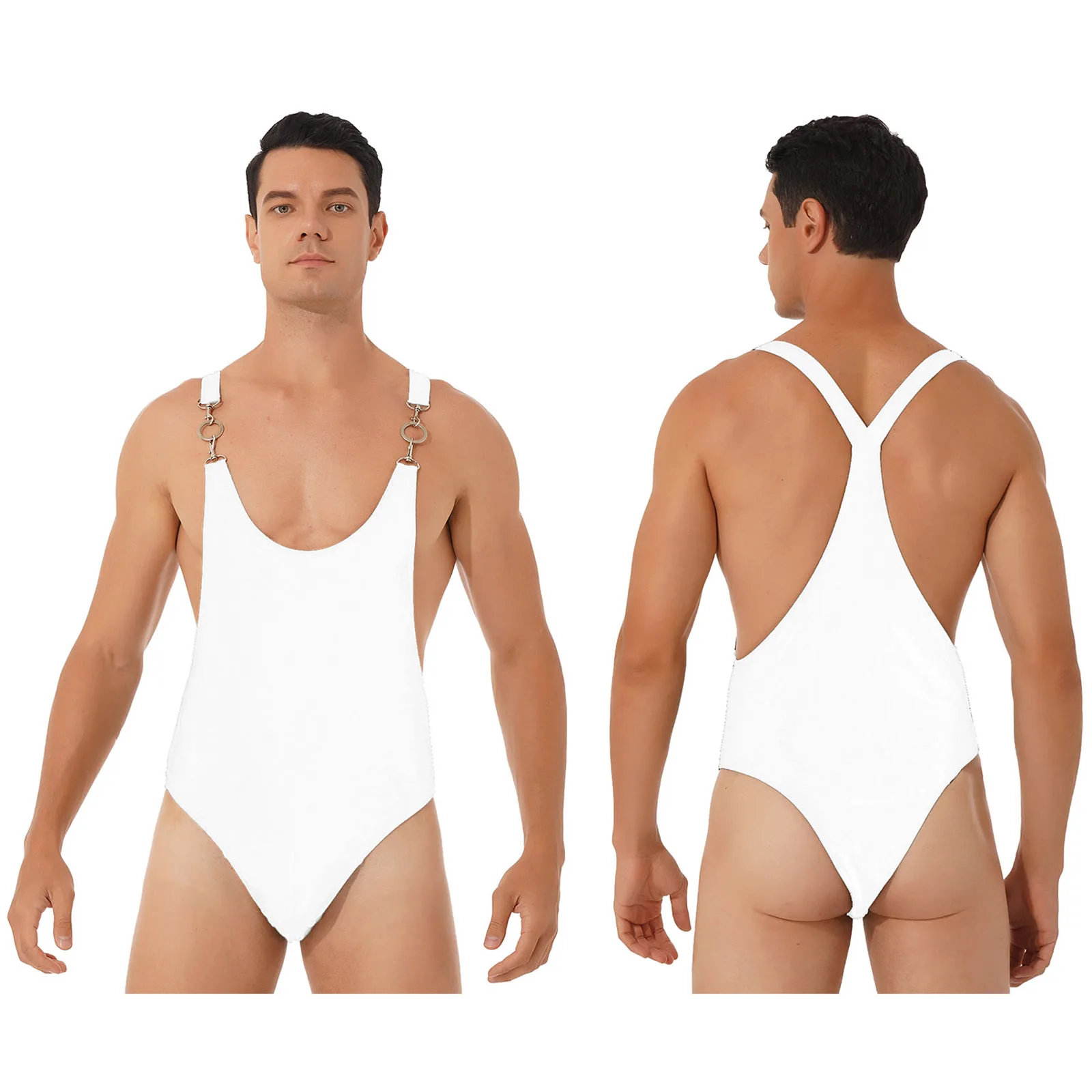 Мужской цельный костюм для борьбы боди с металлической пряжкой трико