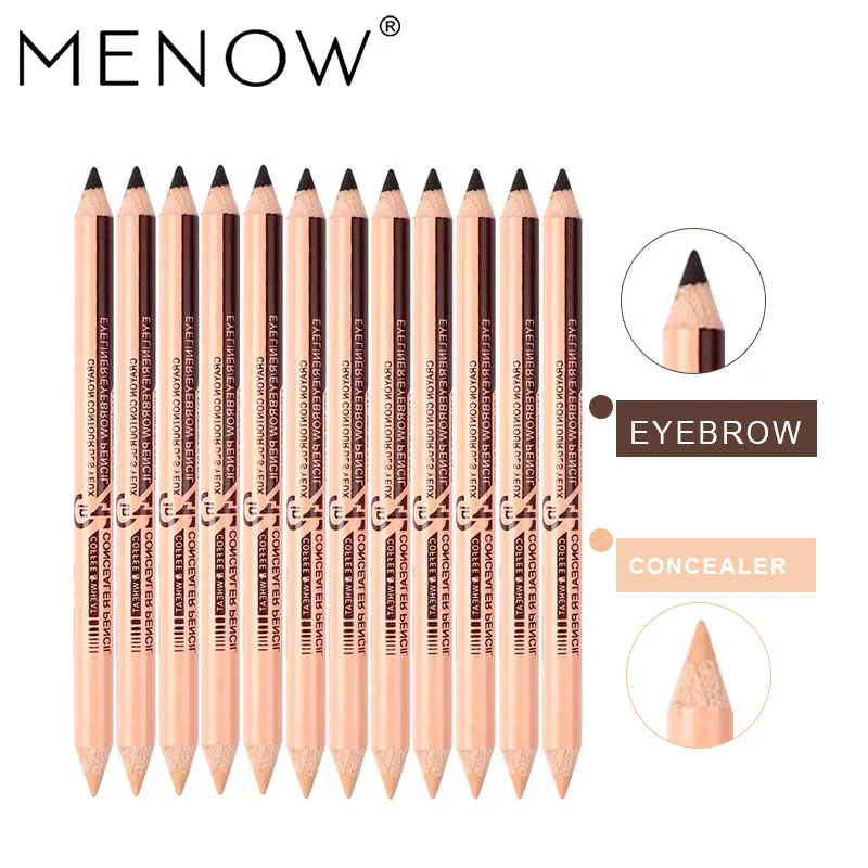 

12Pc/lot Menow Concealer&eyebrow Eyeliner Pencil 2 in 1 Makeup Two-head use Professional Concealers Face Powder maquiagem P09015