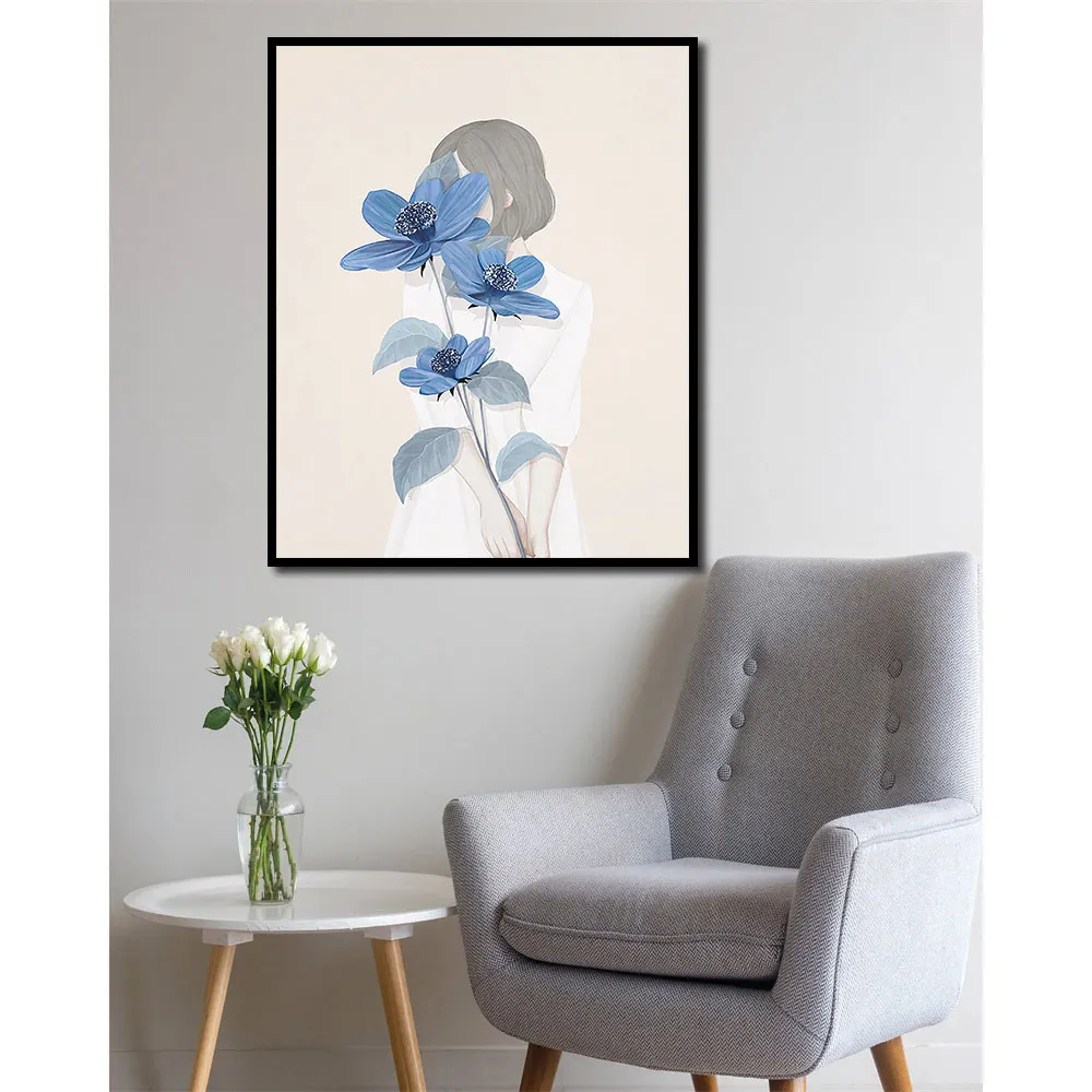 

Nordic Modern Style Fashion Girl Flower Cactus Art Canvas Paintings Posters And Prints Wall Art Pictures For Living Room Decor