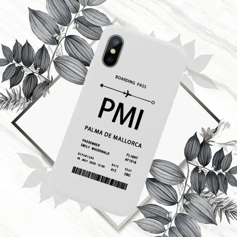 

Personalised Plane Ticket Phone Cases White Candy Color for iPhone 11 12 mini pro XS MAX 8 7 6 6S Plus X SE 2020 XR