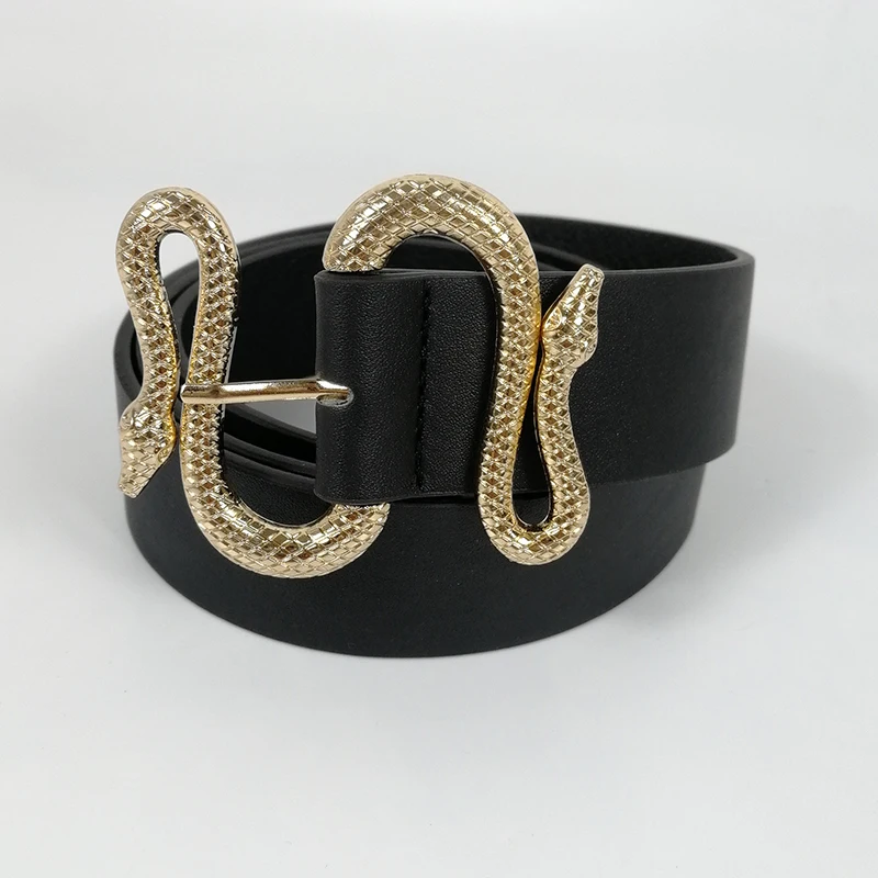 

Jeans belt luxury brand belts for women high quality waist ceiture femme snake buckle bothside pu leather cintos big cummerbunds