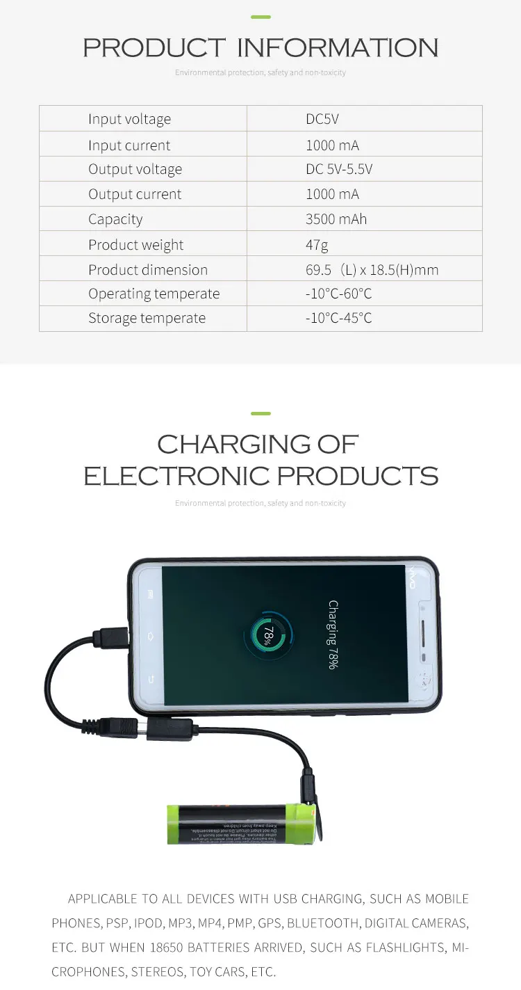 Аккумуляторная батарея 18650 5000M USB 3 7 В 3500 мАч литий-ионный аккумулятор 4