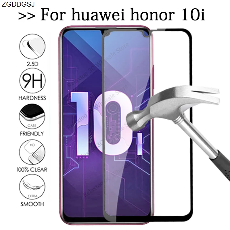 

Full Cover Tempered glass On Honor 10i Screen protector For Huawei Honor 10i HRY-LX1T 6.21" Protective Glass Honor 10 i Film