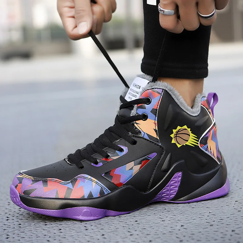 Winter Men Basketball Shoes Breathable Sneakers Anti-skid High-top Unisex Women‘s Warm Plush Sneaker Jordan | Спорт и развлечения