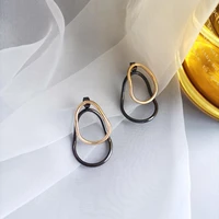oeing 925 sterling silver reative two wear fashion earrings contrast color irregular geometric earrings jewelry