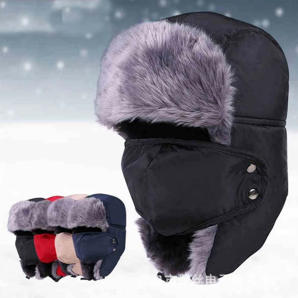 

Unisex Bomber Hats Winter Cycling Cap Cotton Thick Warm Shelter From Wind and Snow Outdoor Mountaineering