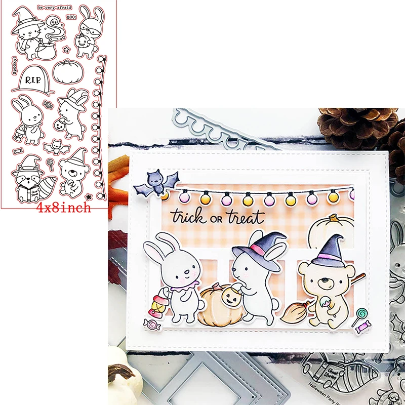 Прозрачные прозрачные штампы милая животная фотография котенка медведя тыквы на