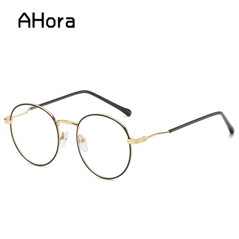 Мужские и женские очки для близорукости Ahora круглые металлические с прозрачными