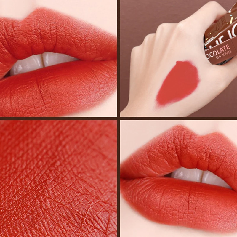 

Chocolate Matte Lip Glaze Velvet Matte Non-fading Lipstick Female Student Lip Glaze Lipstick