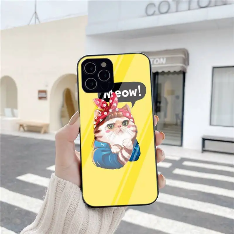 

Art And Cat Soft Cover Phone Case For Iphone 6 6s 7 8 Plus XR X XS XSmax 11 12 Pro Mini Max Tempered Glass