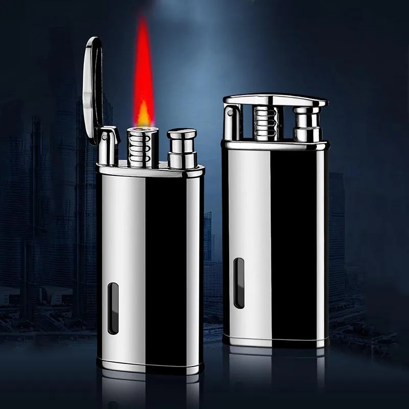 Ветрозащитная Зажигалка красное пламя Бутан газ прямой креативный подарок