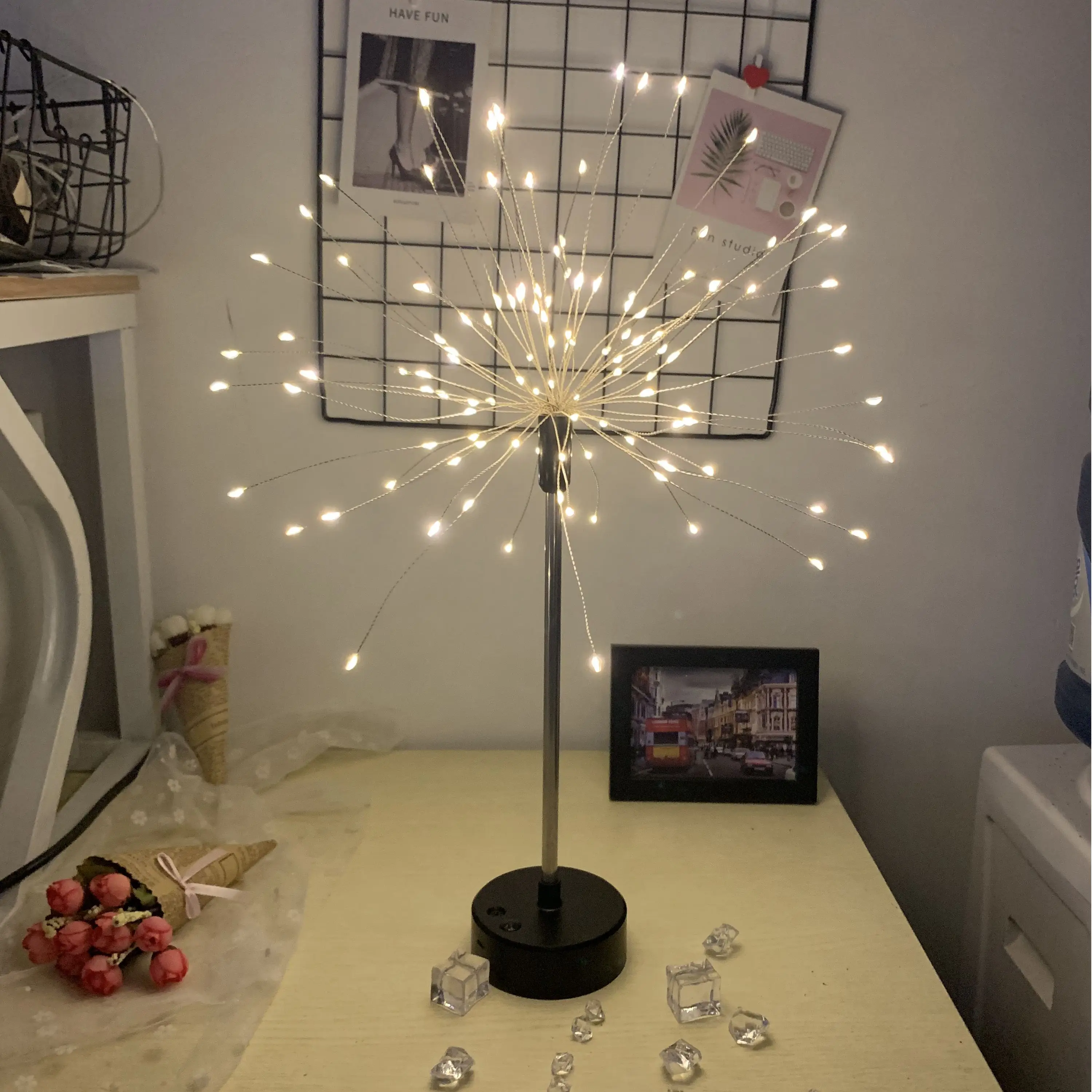 

christmas lights Fairy light Voice control Fireworks starburst lights 120 LED outdoor garden string light