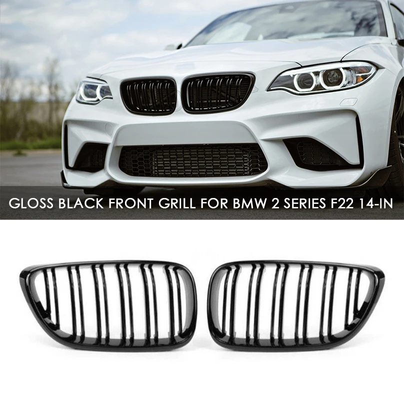 Двойная планка глянцевый черный передний бампер решетка для BMW 2 серии F22 F23 M2 F87 220i